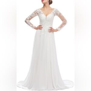 SALE🤍FIND LOVE WEDDING DRESS🤍Elegant White Lace Long Sleeve Gown